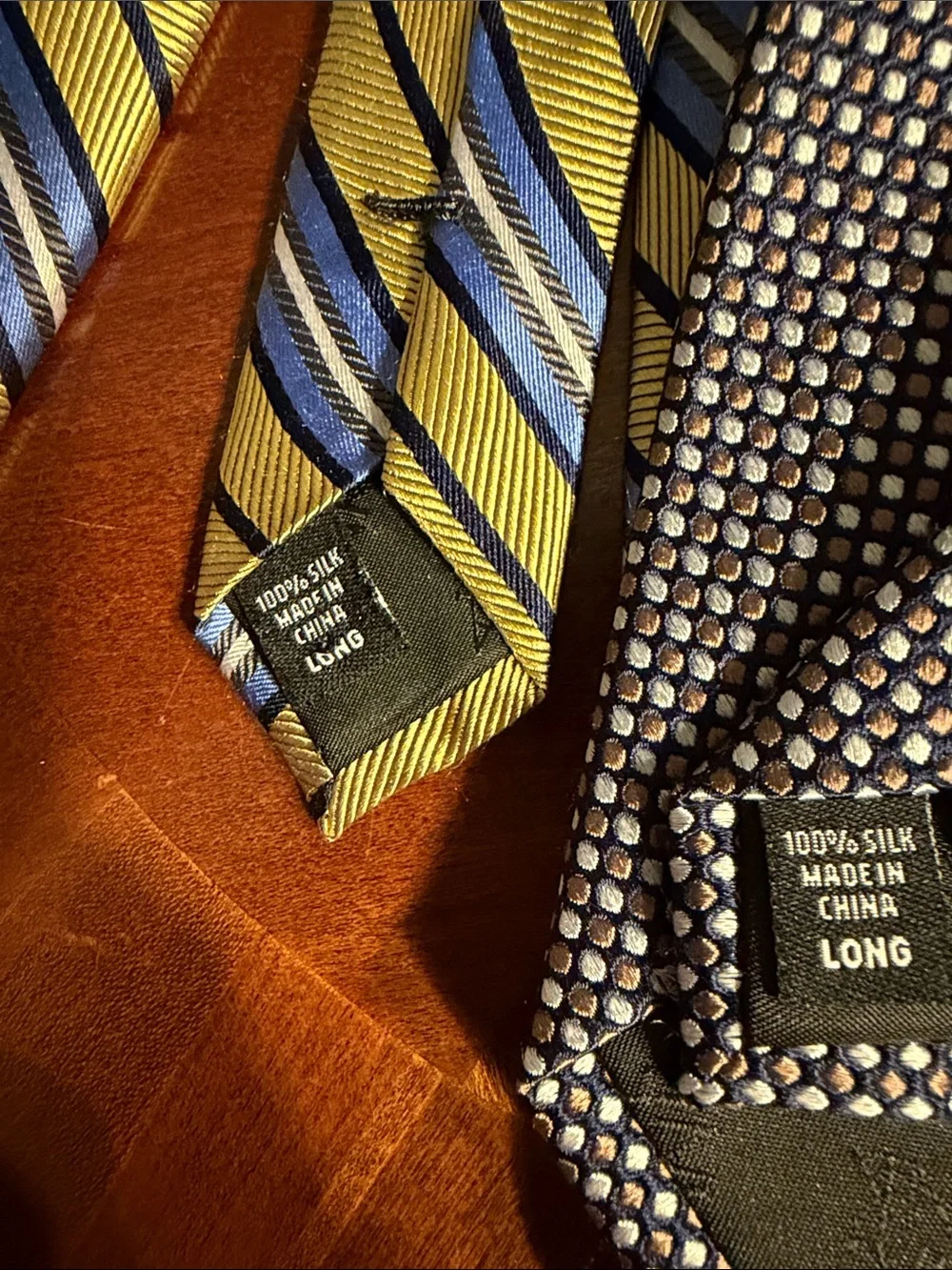 Two Jos. A. Bank Ties - Yellow and Blue Striped & Brown Micro-Pattern Neckties